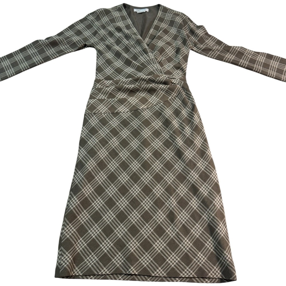KAY UNGER Black Dress Womens Size‎ 10 Faux Wrap Knee-Length Long Sleeve